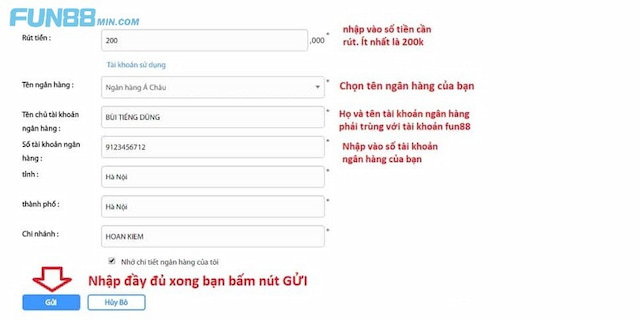 Lưu ý khi rút tiền Fu n88
